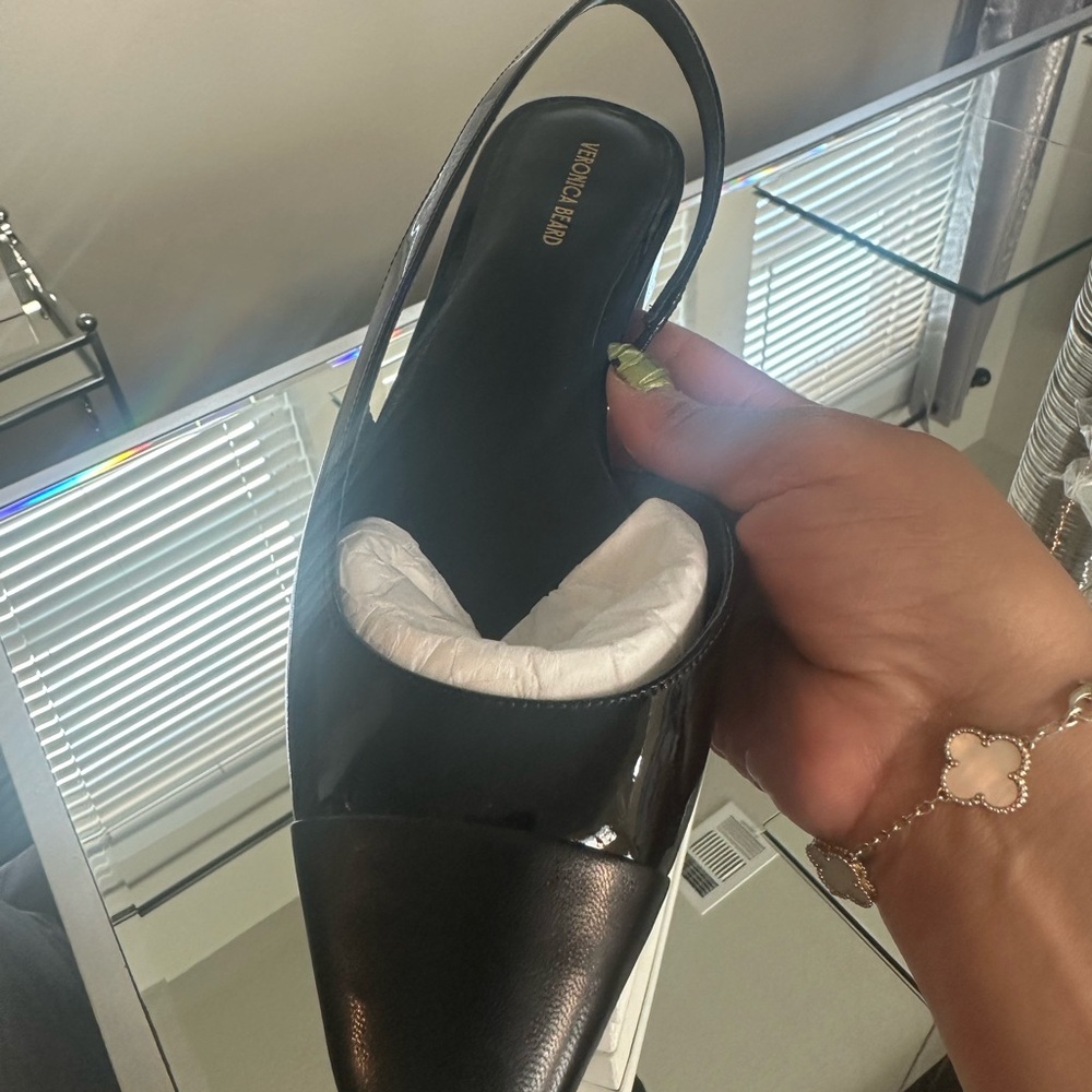 Veronica Beard Black Cecile Mixed Leather Slingback Flats NWT - Picture 10 of 11
